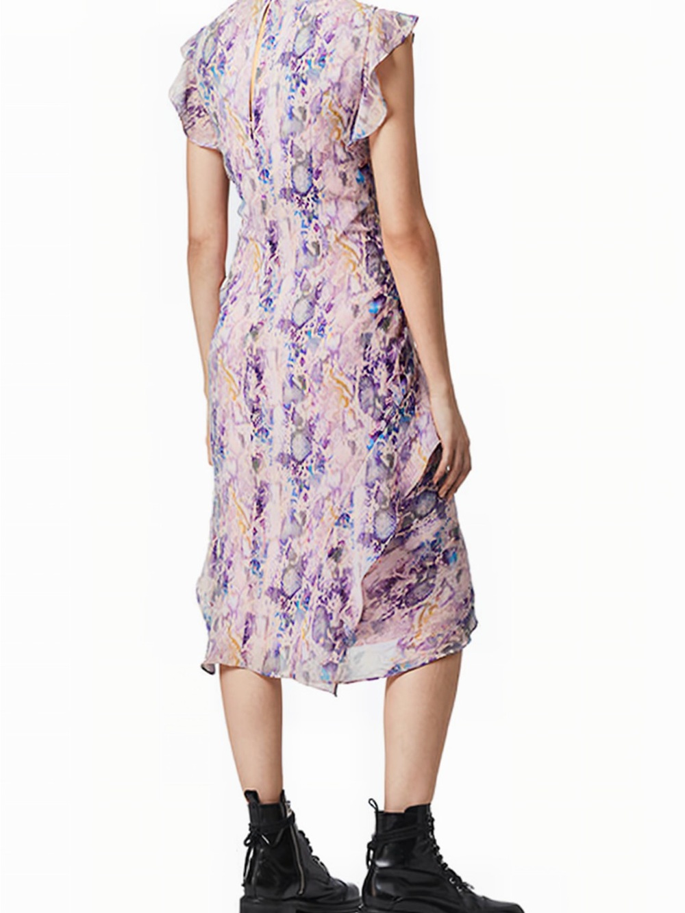 AllSaints Lavender Floral Wrap Midi Dress - Picture 2 of 4